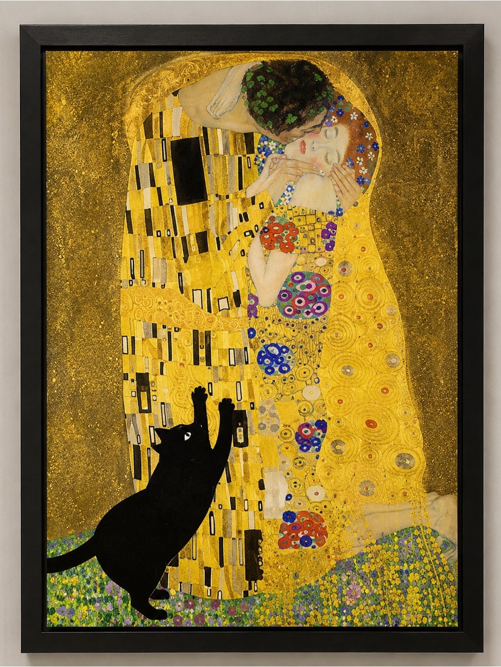 Gustav Klimt Inspired 'The Kiss' Canvas Framed 8x10 Wall Art